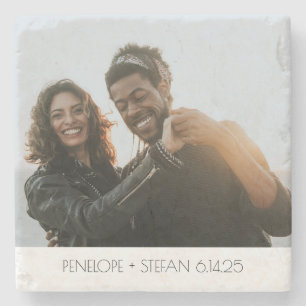 Personalised Wedding Photo Anniversary Keepsake Stone Coaster