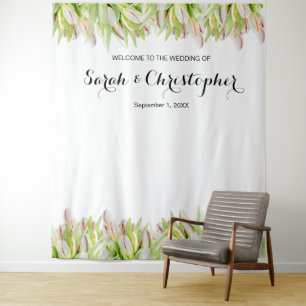 Personalised Wedding Photo Backdrop   Pink Tulips Tapestry