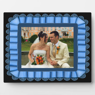 Personalised Wedding Photo Blue Lace Ribbon Frame