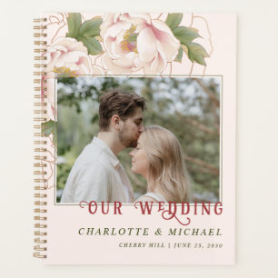 Personalised Wedding Photo Blush Pink Peony Floral Planner