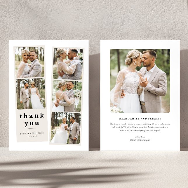 Personalised Wedding Photo Collage Modern Thank You Card