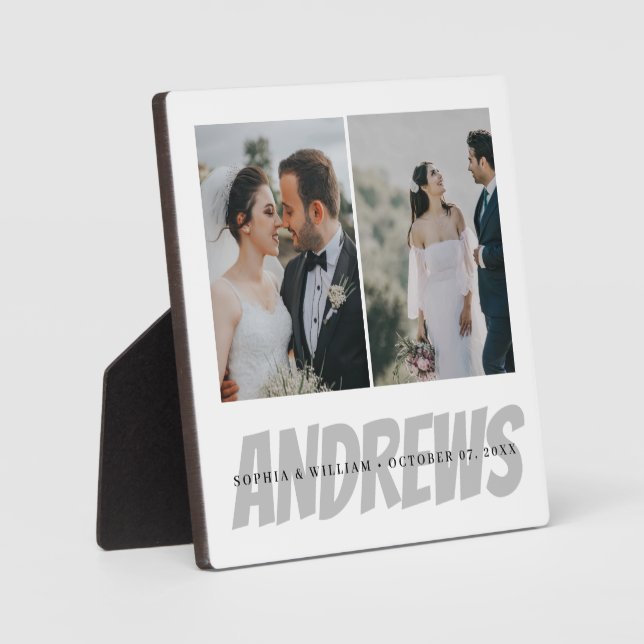 Personalised Wedding Photo Collage Plaque  Elegant (Front)