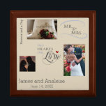 Personalised Wedding Photo Collage w/ CustomText Gift Box<br><div class="desc">Keep the memories of your special day close with this photo collage featuring room for 3 of your favourite wedding photos,  personalised with your names!  A soft tan background looks great with many different decors.  Makes a unique gift that will truly be treasured.</div>