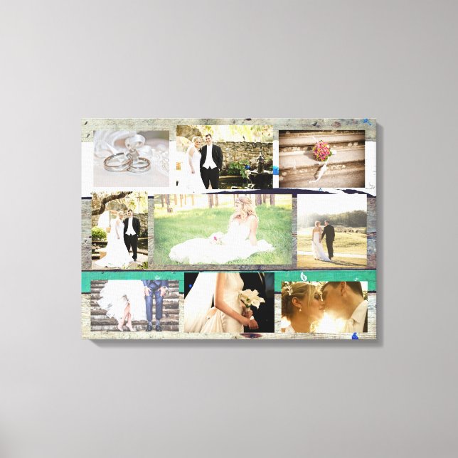 Personalised Wedding Photo Collage Wall Art (Front)