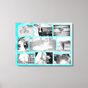 Personalised Wedding Photo Collage Wall Art Aqua