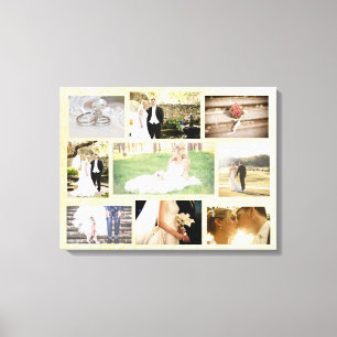 Personalised Wedding Photo Collage Wall Art Cream