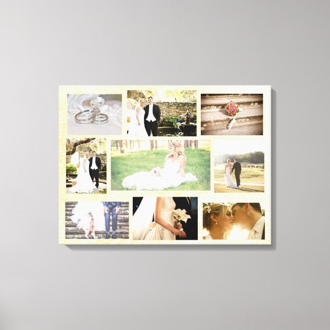 Personalised Wedding Photo Collage Wall Art Cream (Front)