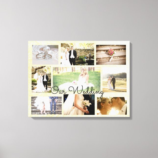 Personalised Wedding Photo Collage Wall Art Cream (Front)