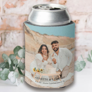 Personalised Wedding Photo Couple Names & Date Can Cooler