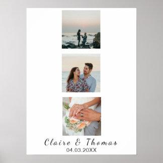 Personalised Wedding Photo Custom 3 Photo Keepsake Poster
