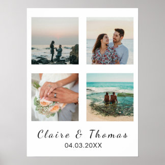 Personalised Wedding Photo Custom 4 Photo Keepsake Poster