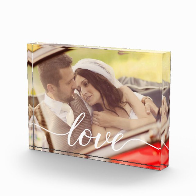 Personalised Wedding Photo Elegant Love Script Block (Right)