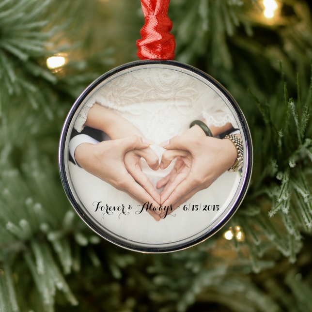 Personalised Wedding Photo Forever & Always Metal Tree Decoration (Tree)