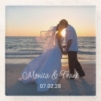 Personalised Wedding Photo Glass Coaster