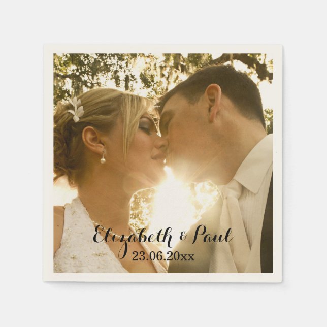 Personalised Wedding Photo Monogram Napkin (Front)