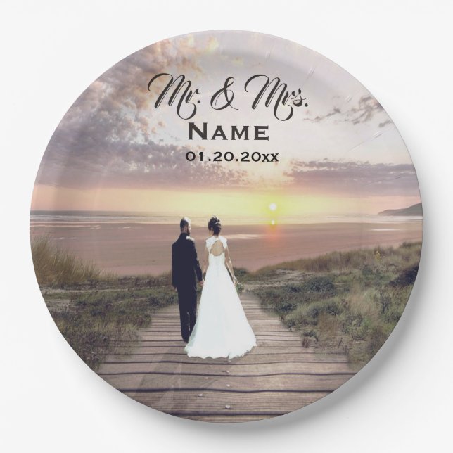 Personalised Wedding Photo Paper Plate (Front)