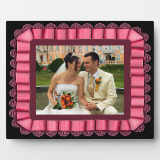 Personalised Wedding Photo Pink Lace Ribbon Frame