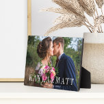Personalised Wedding Photo Plaque<br><div class="desc">Elegant wedding photo plaque features your favourite horizontal or landscape orientated wedding photo. Your names appear in chic white block lettering as a text overlay with your wedding date beneath.</div>