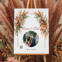 Personalised Wedding Photo QR Code Sign | Rustic