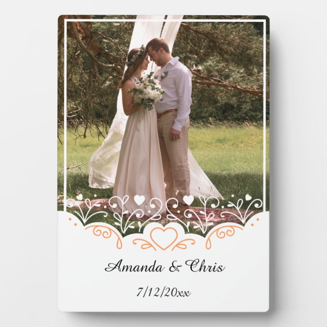 Personalised wedding Photo save name and date Plaque (Front)