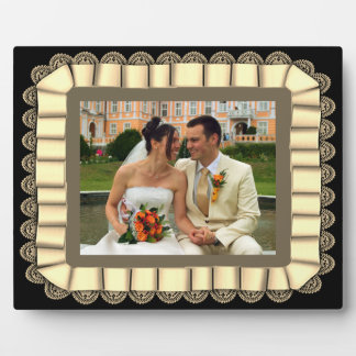 Personalised Wedding Photo Sepia Lace Ribbon Frame