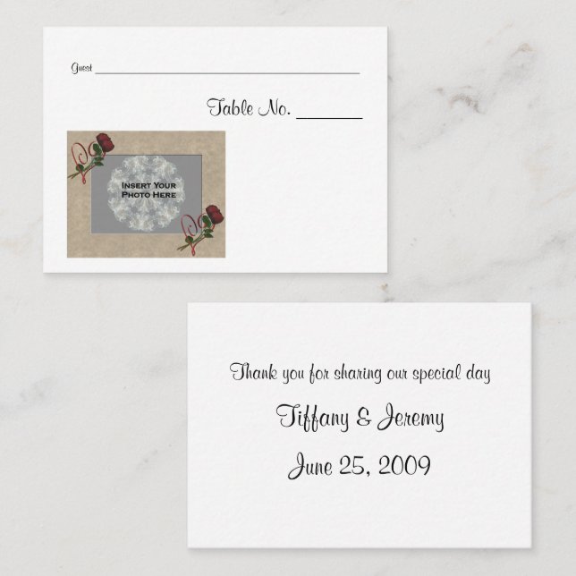 Personalised Wedding Photo Table Place Card (Front/Back)
