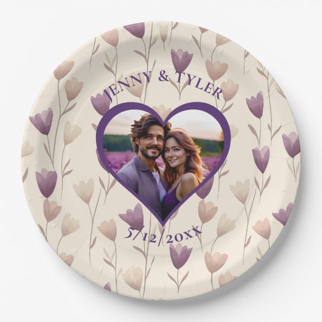 Personalised Wedding | Photo Template Paper Plate (Front)