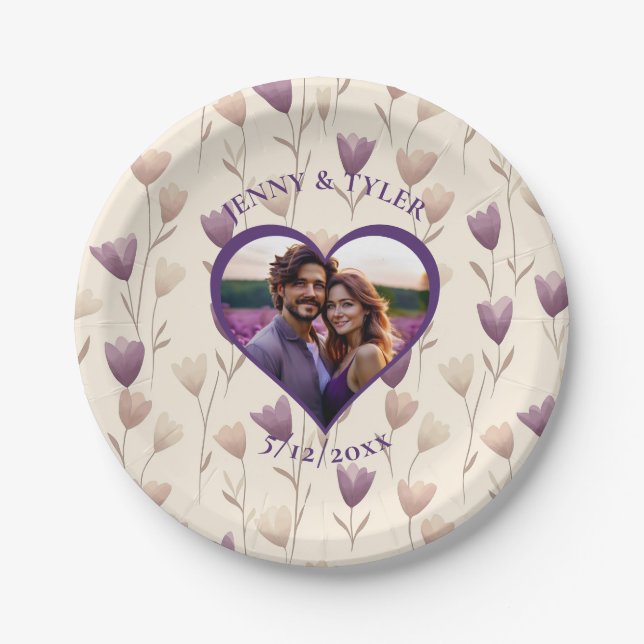 Personalised Wedding | Photo Template Paper Plate (Front)