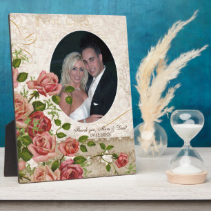 Personalised Wedding Photo Trellis Rose Vintage Plaque