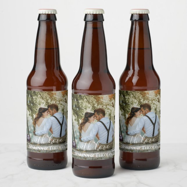 Personalised Wedding Photo With Modern Calligraphy Beer Bottle Label (Bottles)