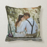 Personalised Wedding Photo With Modern Calligraphy Cushion<br><div class="desc">The design has white rectangular frame on the lower side and modern calligraphy texts which can be customised to your preference. Replace the picture in the centre with your own wedding photo. It will make a lovely custom made wedding favour gifts for your guests or for your own keepsake.</div>