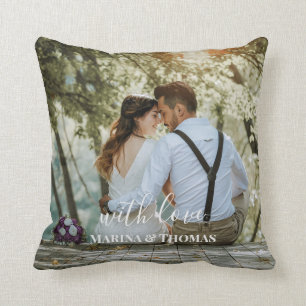 Personalised Wedding Photo With Modern Calligraphy Cushion