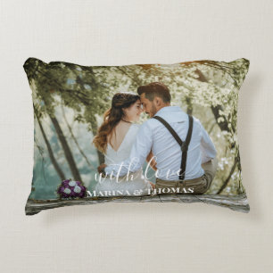 Personalised Wedding Photo With Modern Calligraphy Decorative Cushion