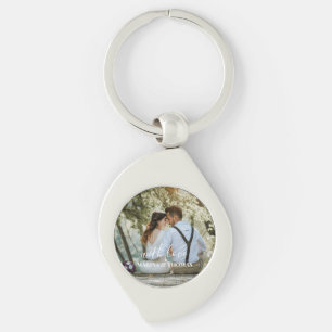Personalised Wedding Photo With Modern Calligraphy Key Ring