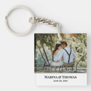 Personalised Wedding Photo With Modern Calligraphy Key Ring