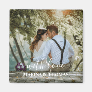 Personalised Wedding Photo With Modern Calligraphy Magnet
