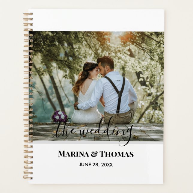 Personalised Wedding Photo With Modern Calligraphy Planner (Front)