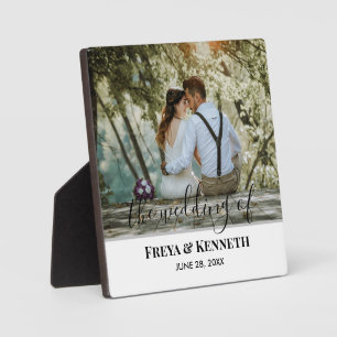 Personalised Wedding Photo With Modern Calligraphy Plaque