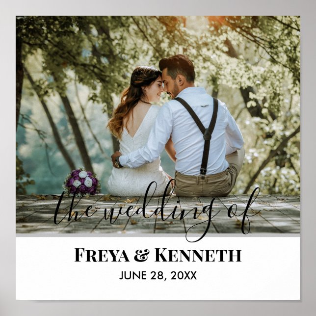 Personalised Wedding Photo With Modern Calligraphy Poster (Front)