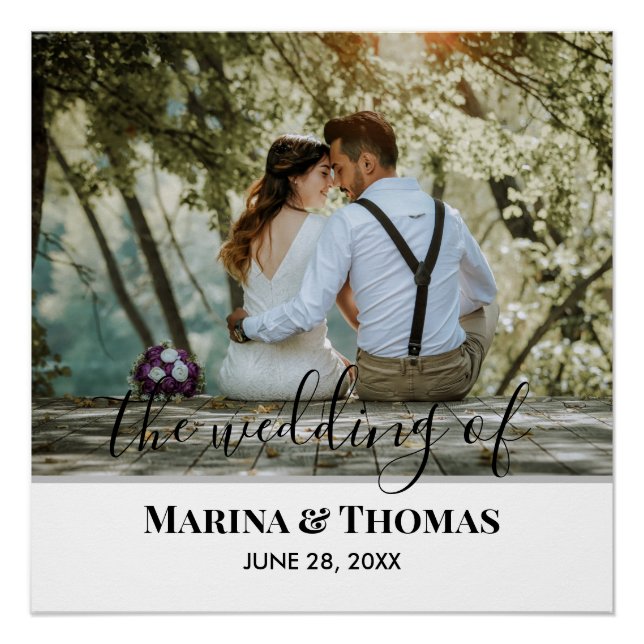 Personalised Wedding Photo With Modern Calligraphy Poster (Front)