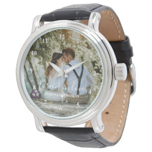 Personalised Wedding Photo With Modern Calligraphy Watch