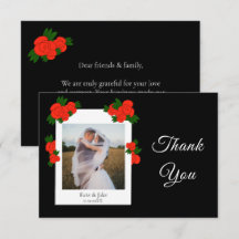Personalised Wedding Photo with Red Roses Black