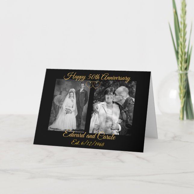 Personalised Wedding Photos 50th Anniversary Card (Front)