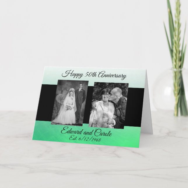 Personalised Wedding Photos 50th Anniversary Card (Front)
