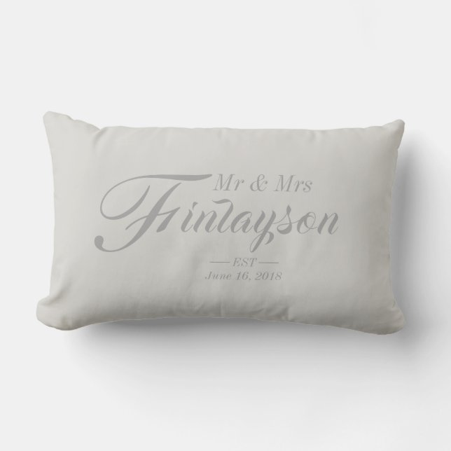 Personalised Wedding Pillow Grey (Front)