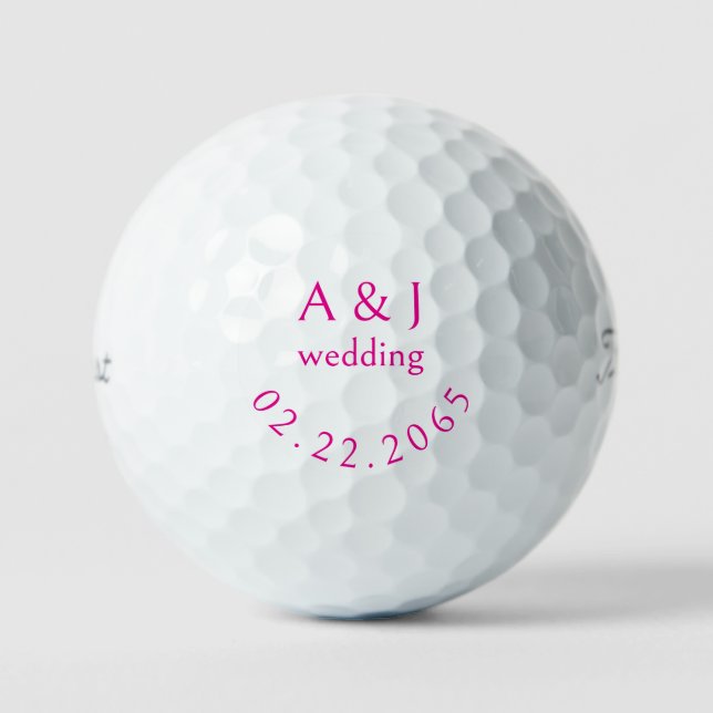 Personalised Wedding Pink Favour Titleist Pro V1 I Golf Balls (Front)