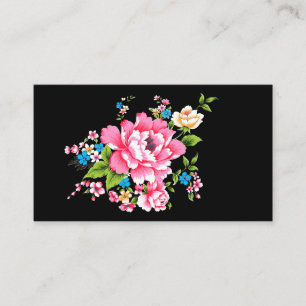 Personalised Wedding Pink Peony bunch of flowers Business Card