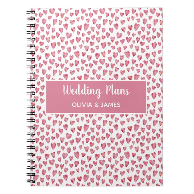 Personalised Wedding Plan Notebook Pink Love Heart (Front)