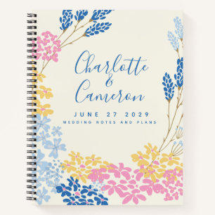 Personalised Wedding Planner Stylish Floral Blue Notebook