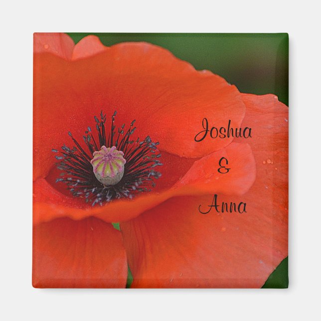Personalised Wedding Poppy Magnet (Front)